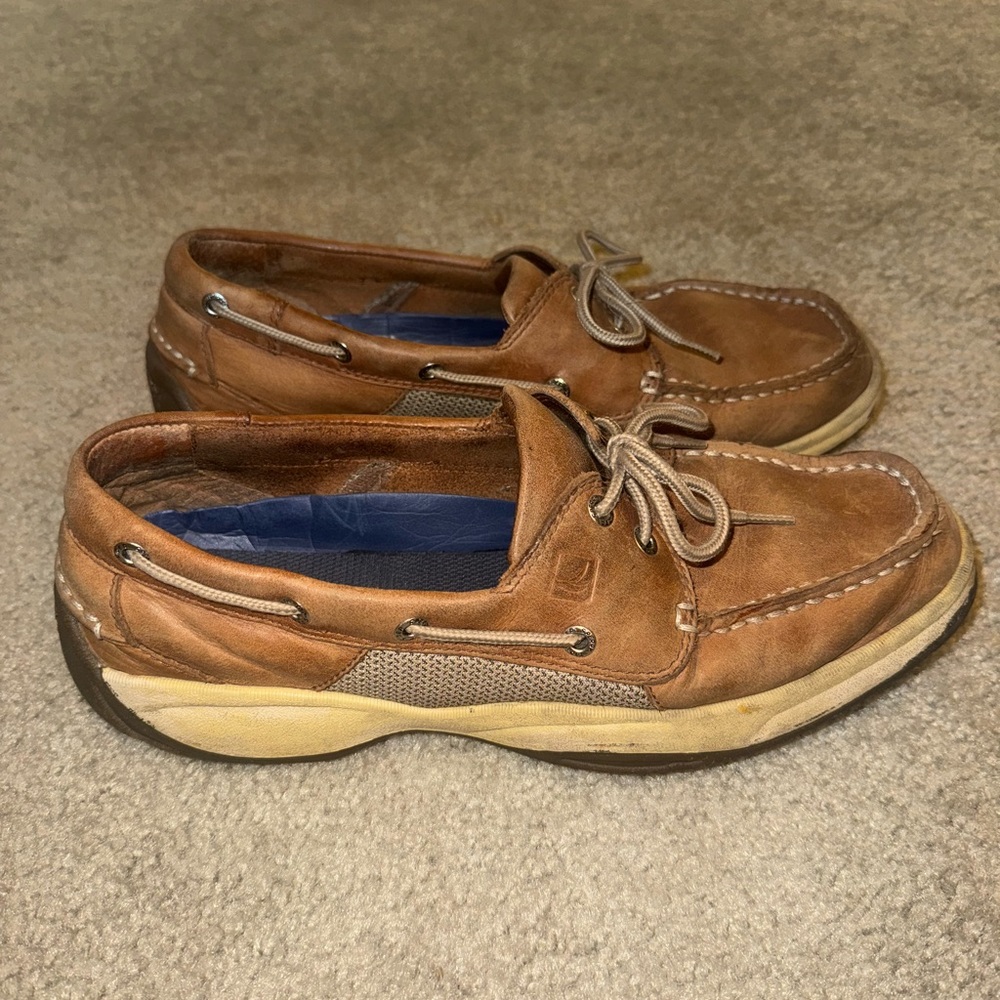 Sperry Top-Sider Intrepid Boat Shoes Size 10.5M Leather Upper Tan